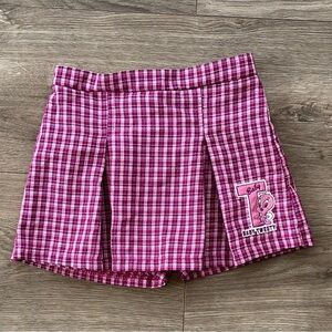 Vintage Y2K Looney Tunes Purple Plaid Pleated Skort with Tweety Bird Patch 24M